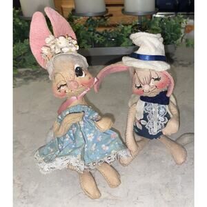Vintage Annalee Easter 88/92 Annalee Mouse Easter Dolls Lot Of 2 . 9/11”